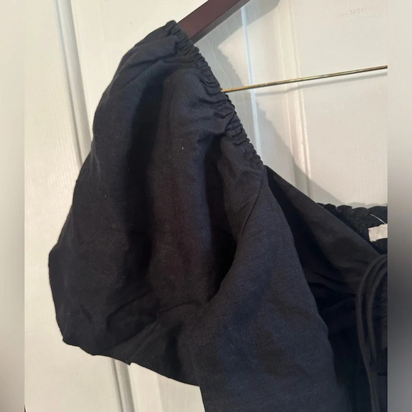 NWT! BODEN Halter Neck Cut Out Linen Crop Top US 12 Black Poof Sleeves Tie CUTE - Picture 4 of 15